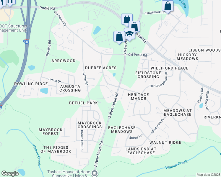 map of restaurants, bars, coffee shops, grocery stores, and more near 4636 Six Siblings Circle in Raleigh