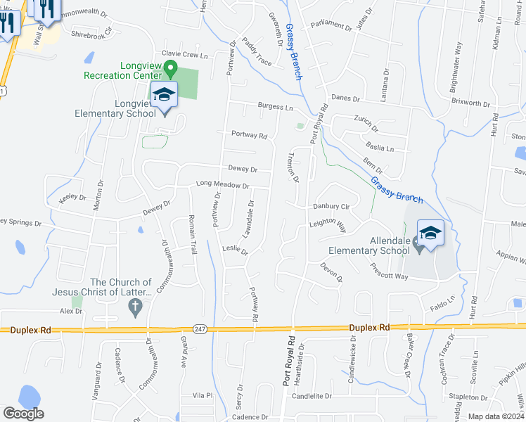 map of restaurants, bars, coffee shops, grocery stores, and more near 1929 Portway Road in Spring Hill