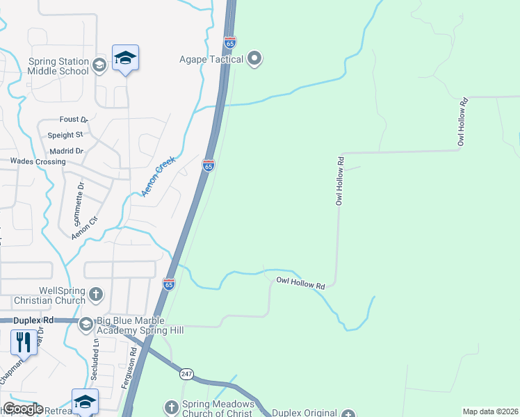map of restaurants, bars, coffee shops, grocery stores, and more near Birch Lane in Franklin
