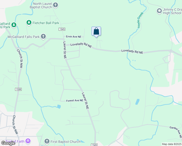 map of restaurants, bars, coffee shops, grocery stores, and more near 112 Ponswood Avenue Northeast in Valdese