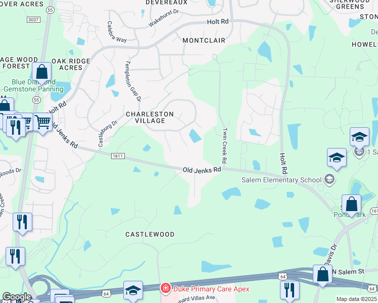 map of restaurants, bars, coffee shops, grocery stores, and more near 1915 Housatonic Court in Apex
