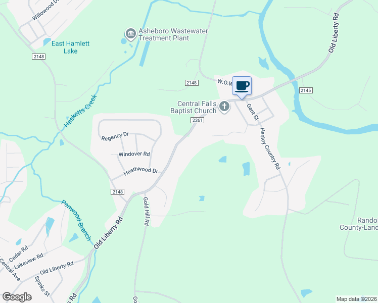 map of restaurants, bars, coffee shops, grocery stores, and more near 1236B-B Old Liberty Road in Asheboro