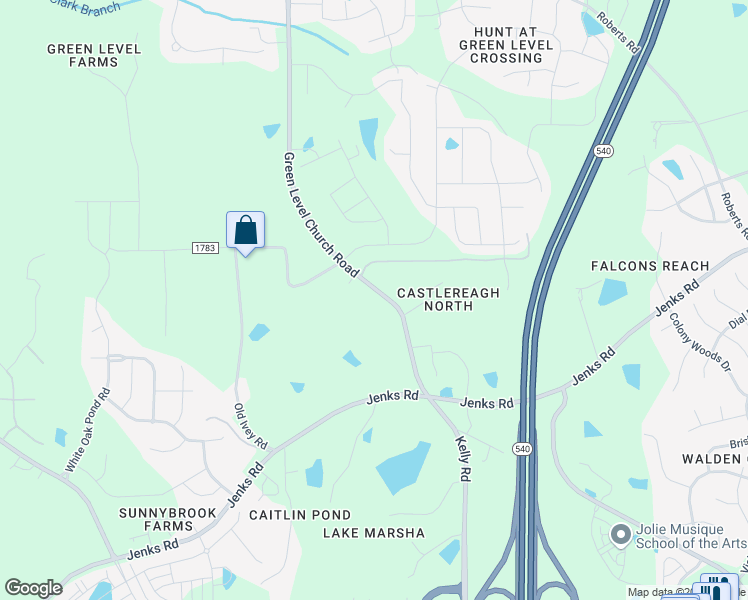 map of restaurants, bars, coffee shops, grocery stores, and more near 7613 Green Level Church Road in Apex
