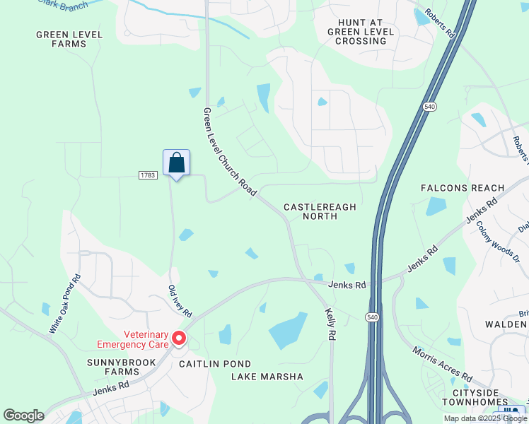 map of restaurants, bars, coffee shops, grocery stores, and more near 7613 Green Level Church Road in Apex
