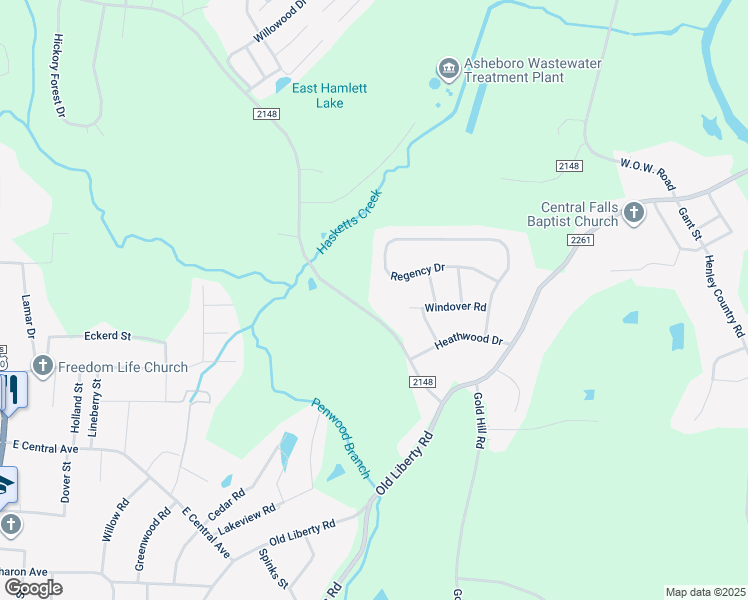 map of restaurants, bars, coffee shops, grocery stores, and more near 1019 Hub Morris Road in Randleman