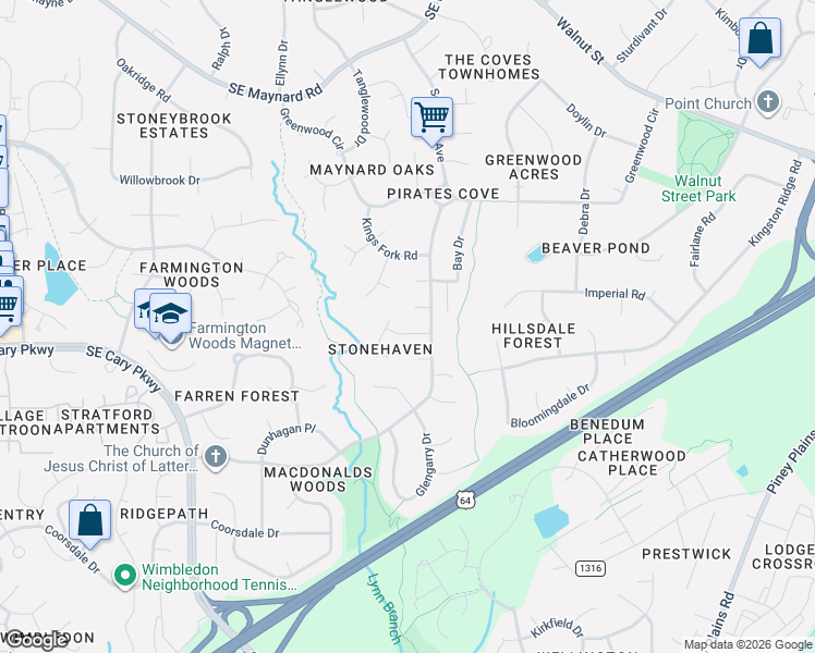 map of restaurants, bars, coffee shops, grocery stores, and more near 741 Landing Lane in Cary