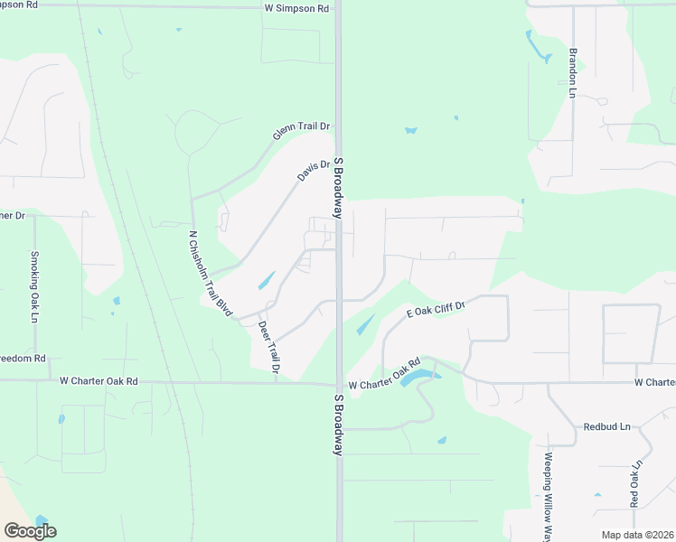map of restaurants, bars, coffee shops, grocery stores, and more near 11601 South Broadway in Edmond