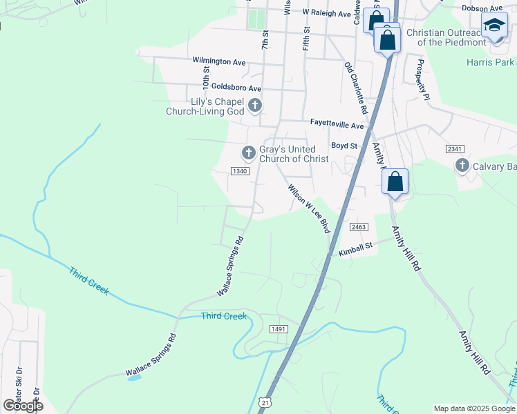 map of restaurants, bars, coffee shops, grocery stores, and more near 162 Wallace Springs Road in Statesville