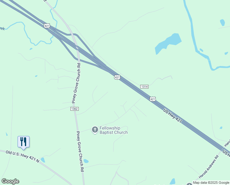 map of restaurants, bars, coffee shops, grocery stores, and more near 316 Sycamore Lake Road in Siler City