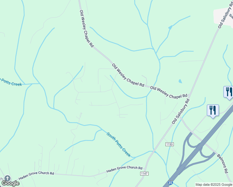 map of restaurants, bars, coffee shops, grocery stores, and more near 313 Charity Lane in Linwood