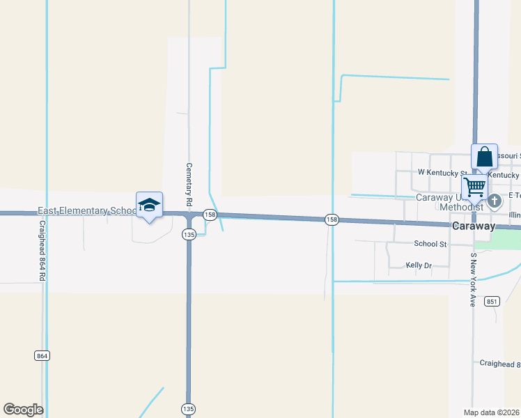 map of restaurants, bars, coffee shops, grocery stores, and more near in Caraway
