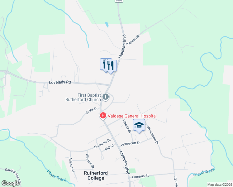 map of restaurants, bars, coffee shops, grocery stores, and more near 131 Carnegie Drive in Connelly SPG