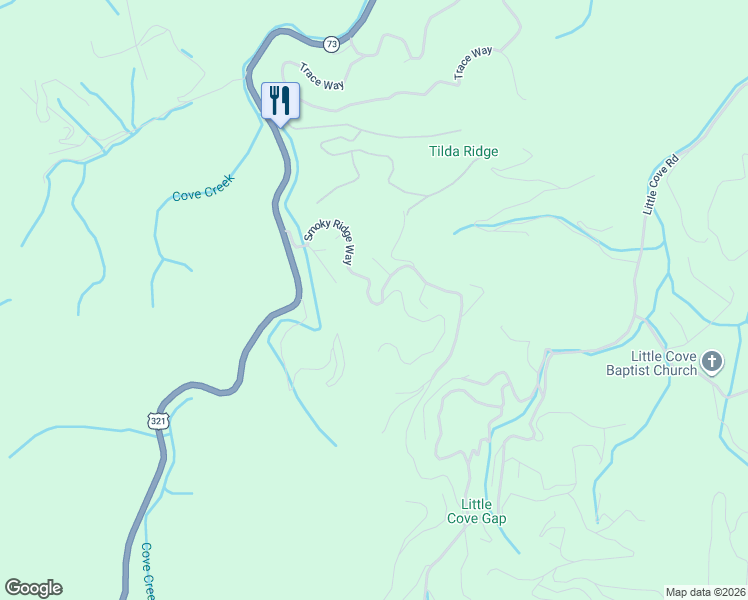 map of restaurants, bars, coffee shops, grocery stores, and more near 2309 Boulder Way in Sevier County