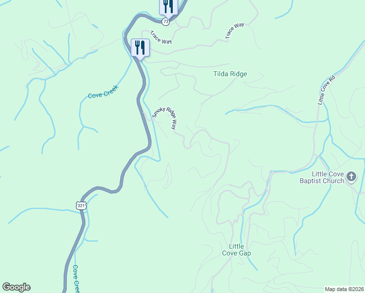 map of restaurants, bars, coffee shops, grocery stores, and more near 2309 Boulder Way in Sevier County