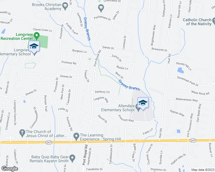 map of restaurants, bars, coffee shops, grocery stores, and more near 2636 Danbury Circle in Spring Hill