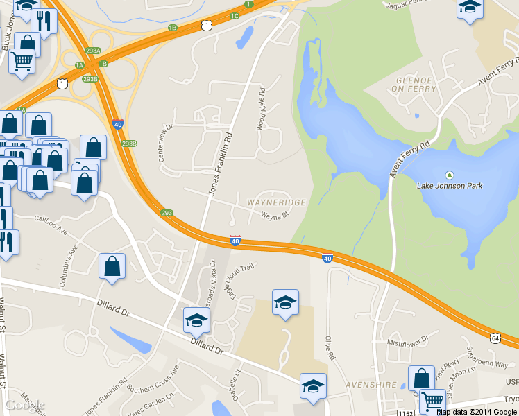 map of restaurants, bars, coffee shops, grocery stores, and more near 5309 Wayne Street in Raleigh