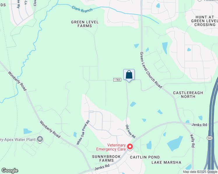map of restaurants, bars, coffee shops, grocery stores, and more near 7809 Secluded Acres Road in Apex