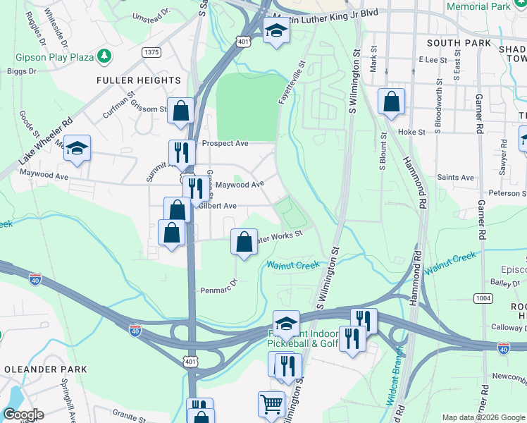 map of restaurants, bars, coffee shops, grocery stores, and more near 112 Gilbert Avenue in Raleigh