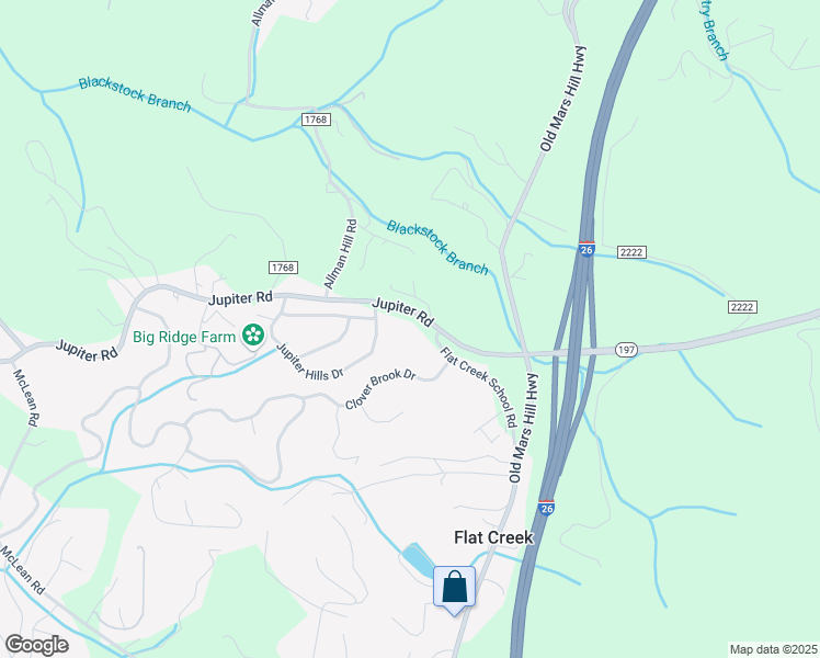 map of restaurants, bars, coffee shops, grocery stores, and more near 76 Jupiter Road in Weaverville