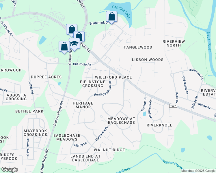map of restaurants, bars, coffee shops, grocery stores, and more near 5124 Winged Elm Drive in Raleigh