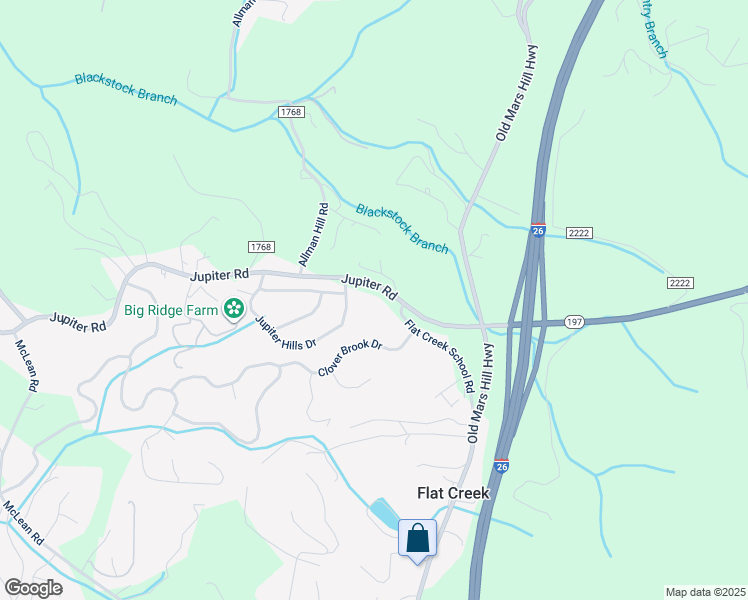 map of restaurants, bars, coffee shops, grocery stores, and more near 76 Jupiter Road in Weaverville