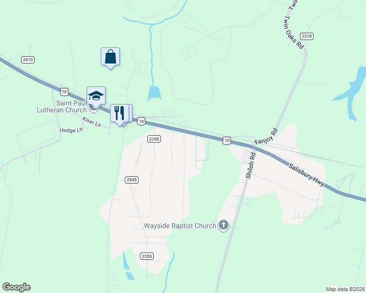 map of restaurants, bars, coffee shops, grocery stores, and more near 40 Yellowstone Lane in Statesville