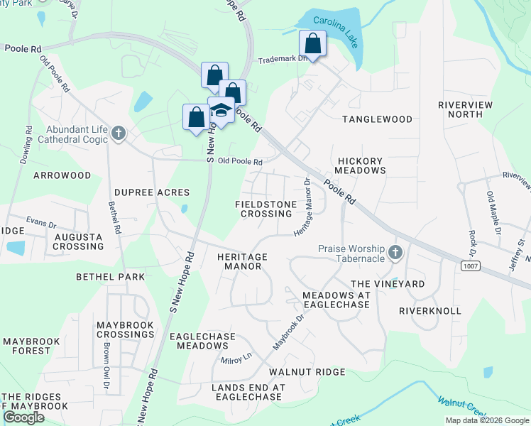 map of restaurants, bars, coffee shops, grocery stores, and more near 1420 Stone Manor Drive in Raleigh
