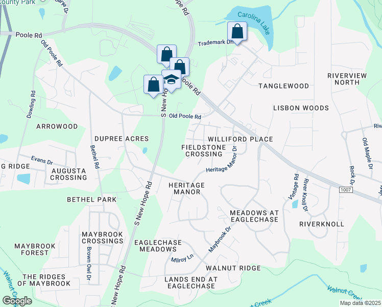 map of restaurants, bars, coffee shops, grocery stores, and more near 4913 Blue Rock Court in Raleigh