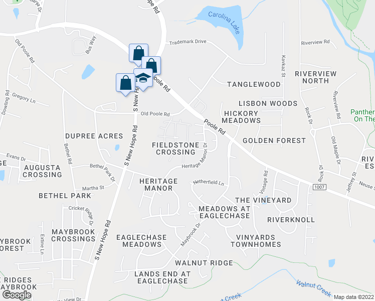 map of restaurants, bars, coffee shops, grocery stores, and more near 1315 Garden Stone Drive in Raleigh