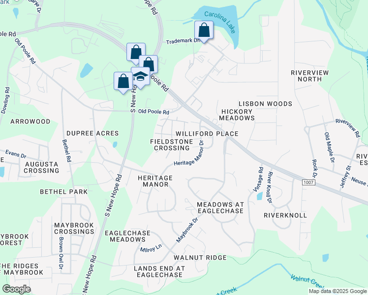 map of restaurants, bars, coffee shops, grocery stores, and more near 1315 Garden Stone Drive in Raleigh