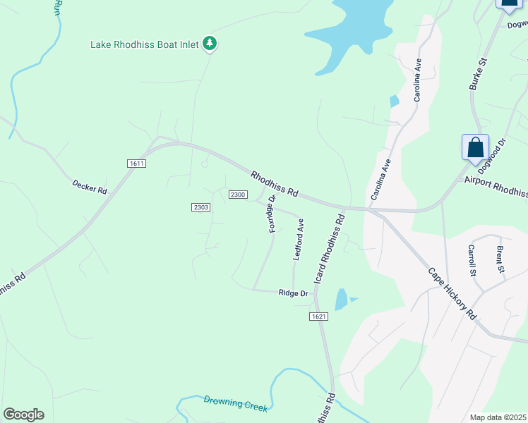 map of restaurants, bars, coffee shops, grocery stores, and more near 1968 Foxridge Drive in Connelly Springs