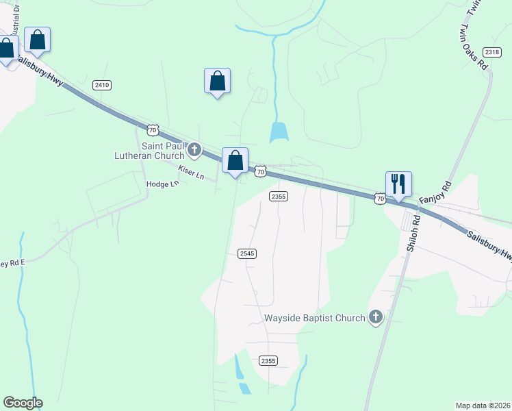 map of restaurants, bars, coffee shops, grocery stores, and more near 130 Sigmon Road in Statesville