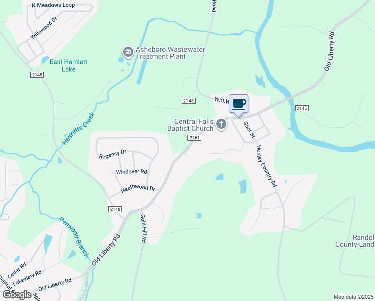 map of restaurants, bars, coffee shops, grocery stores, and more near 1306 Old Liberty Road in Asheboro