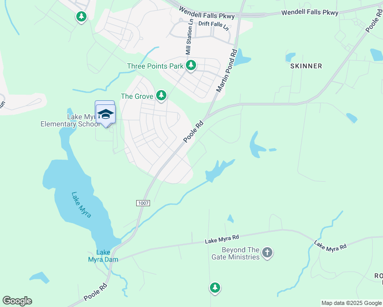 map of restaurants, bars, coffee shops, grocery stores, and more near 733 Still Willow Lane in Wendell