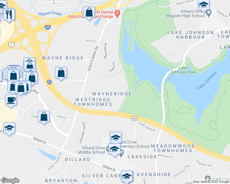 map of restaurants, bars, coffee shops, grocery stores, and more near 5312 Wayne Street in Raleigh
