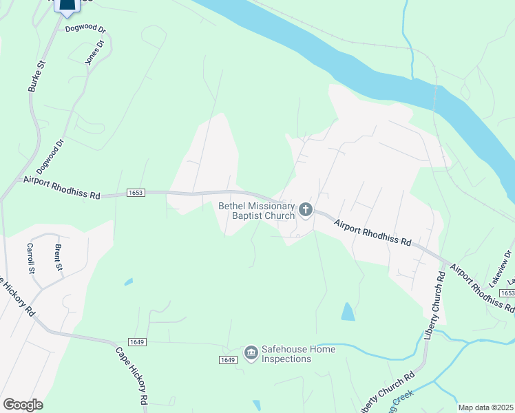 map of restaurants, bars, coffee shops, grocery stores, and more near 1545 Airport Rhodhiss Road in Hickory