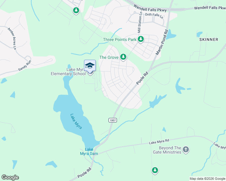 map of restaurants, bars, coffee shops, grocery stores, and more near 620 Midnight Moon Drive in Wendell