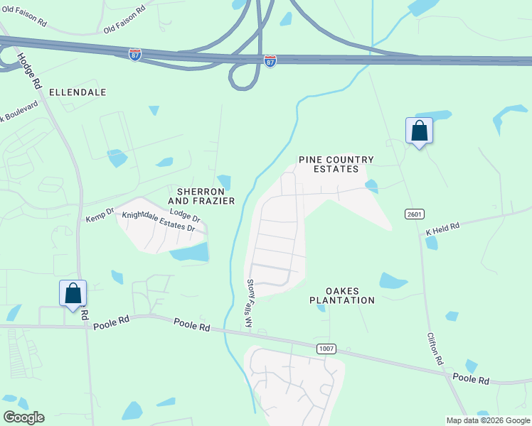 map of restaurants, bars, coffee shops, grocery stores, and more near 4612 Lazy Hollow Drive in Knightdale
