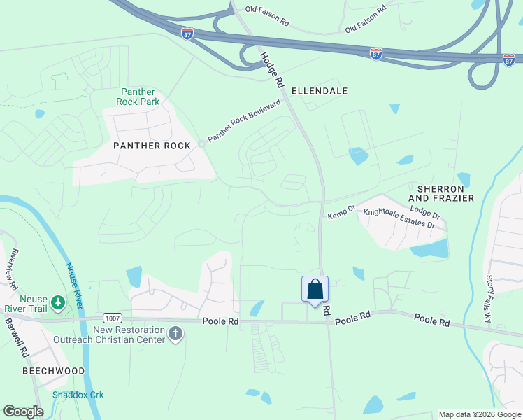 map of restaurants, bars, coffee shops, grocery stores, and more near 2408 Hodge Road in Knightdale