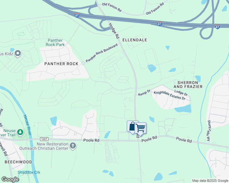 map of restaurants, bars, coffee shops, grocery stores, and more near 1212 Hardin Hill Lane in Knightdale