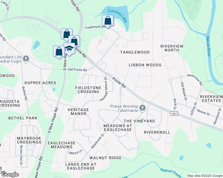 map of restaurants, bars, coffee shops, grocery stores, and more near 1308 Swingline Way in Raleigh