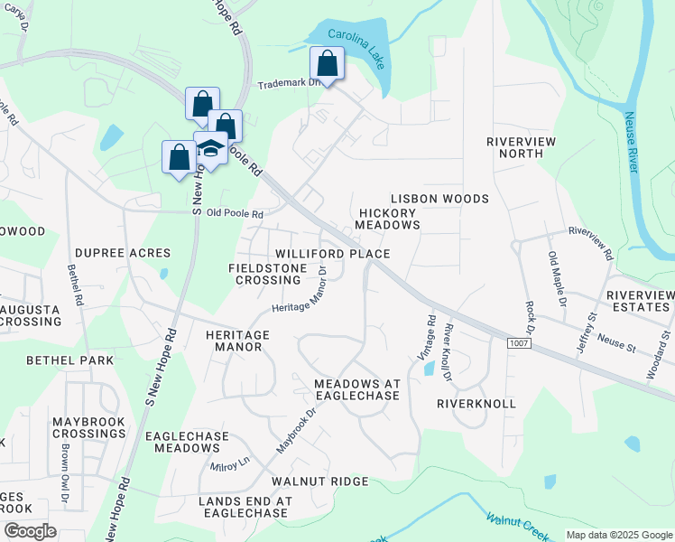 map of restaurants, bars, coffee shops, grocery stores, and more near 1308 Swingline Way in Raleigh
