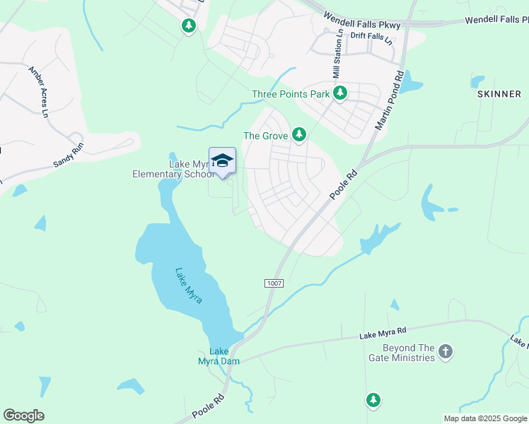 map of restaurants, bars, coffee shops, grocery stores, and more near 614 Future Islands Way in Wendell