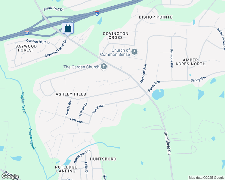 map of restaurants, bars, coffee shops, grocery stores, and more near 112 Meadow Run in Knightdale