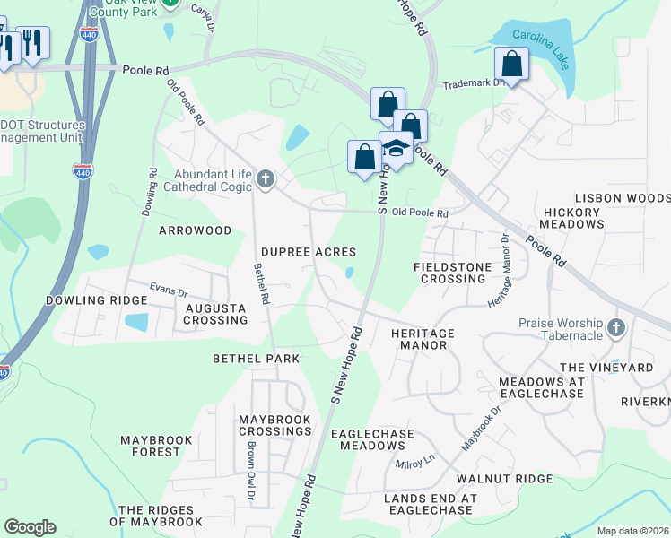 map of restaurants, bars, coffee shops, grocery stores, and more near 4613 6 Siblings Circle in Raleigh
