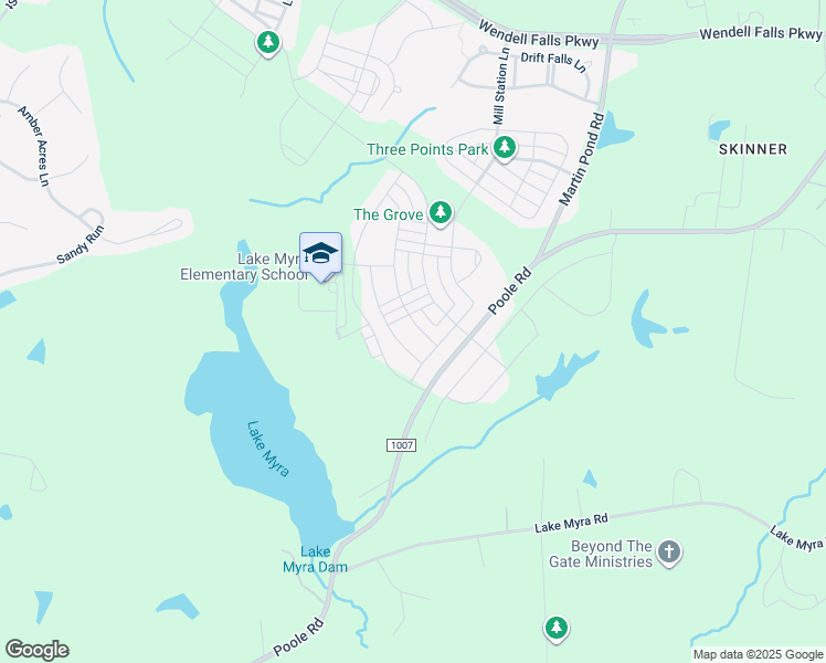 map of restaurants, bars, coffee shops, grocery stores, and more near 620 Midnight Moon Drive in Wendell