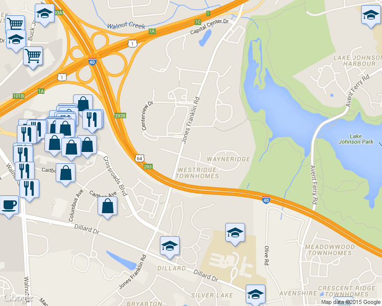 map of restaurants, bars, coffee shops, grocery stores, and more near 5416 Wayne Street in Raleigh