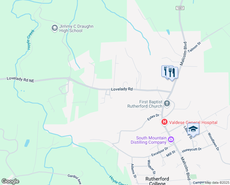 map of restaurants, bars, coffee shops, grocery stores, and more near 241 Lovelady Road in Connelly Springs