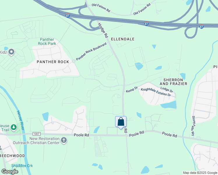 map of restaurants, bars, coffee shops, grocery stores, and more near 1212 Hardin Hill Lane in Knightdale