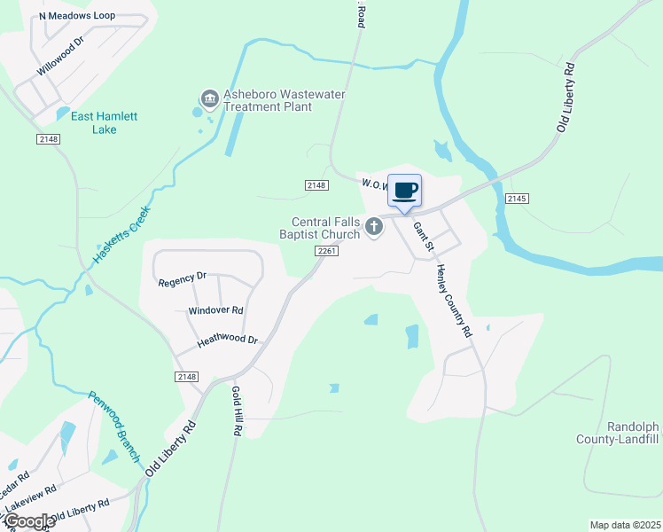 map of restaurants, bars, coffee shops, grocery stores, and more near 1306 Old Liberty Road in Asheboro